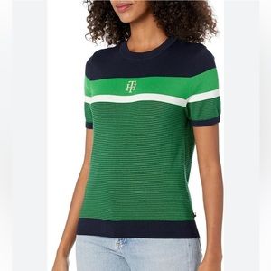 Tommy Hilfiger Colorblocked Short-Sleeve Sweater
